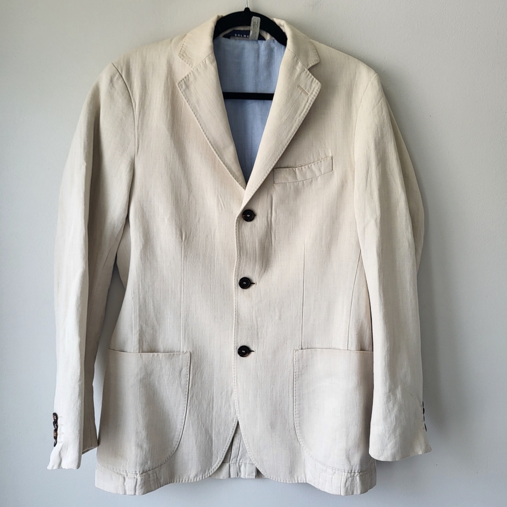 Balmain Classic Light Beige Cotton Linen Blend Summer Vacation Classic Blazer
